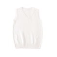 thumbnail image 4 of FAIOROI Unisex Kids School Uniform Sweater Vest V Neck Cotton Knit Sleeveless Top White 9-10T, 4 of 7