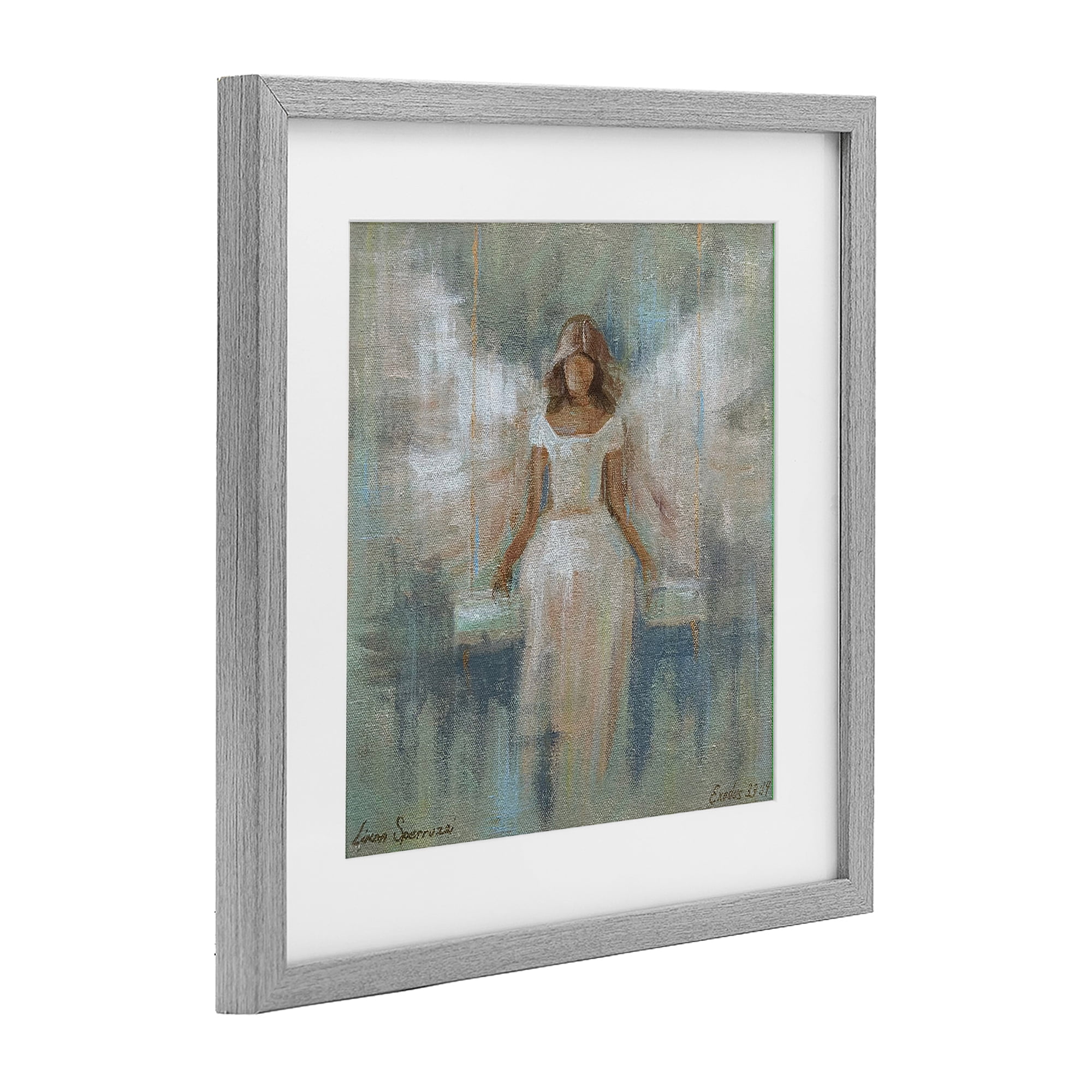 Stupell Industries Dreamlike Restful Angel Gray Framed Print Under Glass, design by Linda Sperruzzi