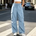 thumbnail image 4 of Aeguzox Womens Pants Elastic Waisted Outdoor Joggers Casual Loose Solid Color Cargo Pants with Multi-Pockets,Sizes S-2XL, 4 of 7