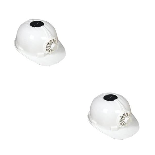 Moyic Casco de seguridad con energía solar Sombrero de protección para la cabeza Sombrero de ventilador Sombrero de protección solar de blanco tapa de ventilador solar 2piezas