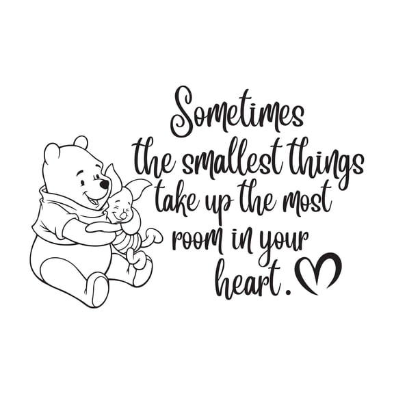 Children The Most Room In Your Heart Loving Quote Wall Decal Decoration Cute Bear and Pig Friends Big Hug The Smallest Things Lasts Years and Easily Removable - Size: 20 In(W) x 14 In(H)