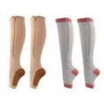 thumbnail image 2 of Meidiya - Calcetines de compresión con cremallera (2 unidades), con protector de piel y puntera abierta hasta la rodilla para mujer, 2 of 7