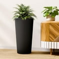 thumbnail image 3 of 23.6" Tall Outdoor Planters, Set of 2 Large Plastic Flower Pots for Indoor & Outdoor Use, Modern Striped Decorative Garden Planters with Drainage Holes for Patio, Porch, Balcony, Black, 3 of 12