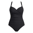 thumbnail image 5 of GDREDA Womens Plus Size Swimsuit Retro Full Coverage Bathing Suit Tummy Control One Piece Vintage Style Swimwear Black,XXXL, 5 of 5