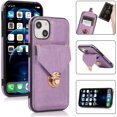 thumbnail image 5 of Compatible with iPhone 13 Wallet Case PU Leather Crossbody Strap Lanyard Clasp Durable Card Holder Slot Protective Cover for Women Girls Purple, 5 of 10