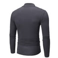 thumbnail image 3 of ZRGHAOYLQ Mens Mock Neck Thermal Undershirts Slim Fit Moisture Wicking Long Sleeve T Shirts Comfy Lightweight Solid Workout Tops for Men Dark Gray 2XL, 3 of 5