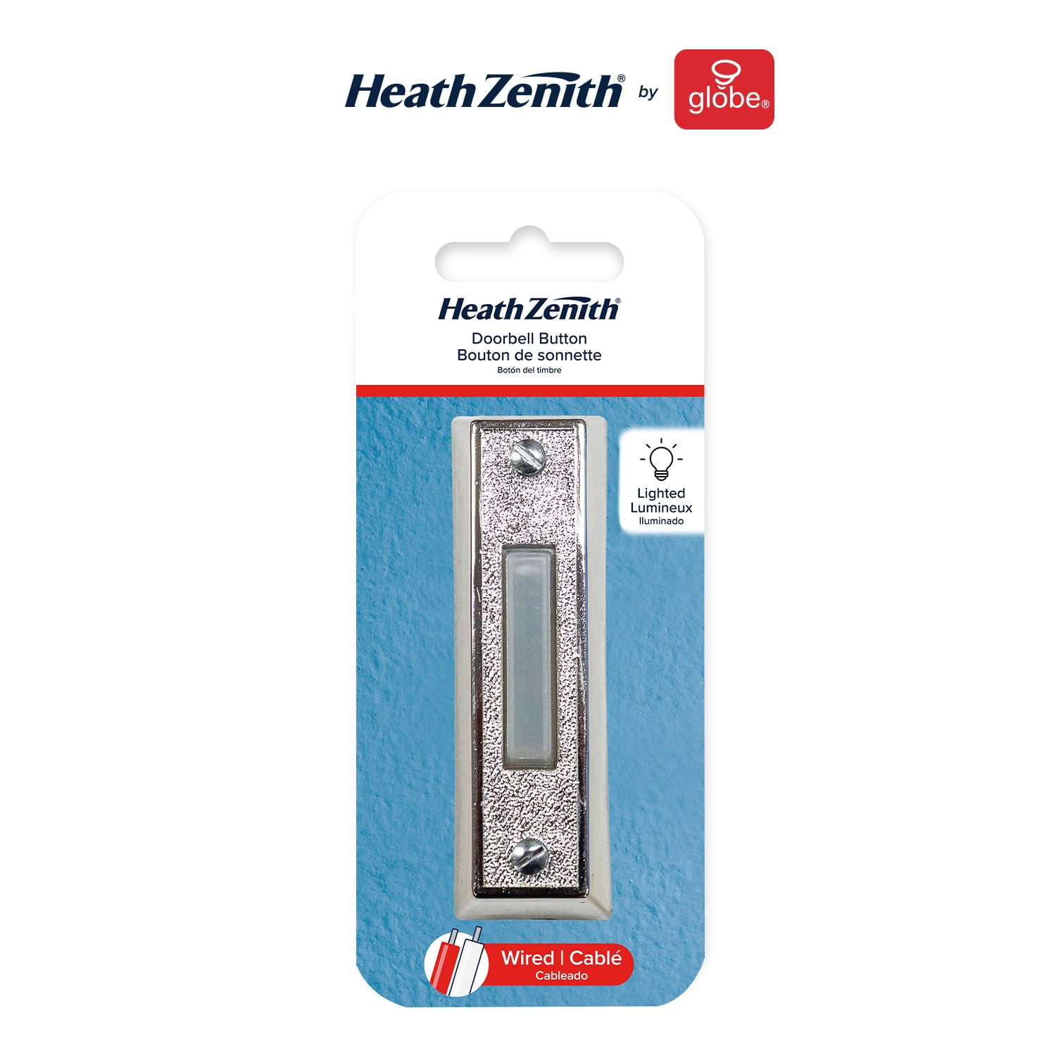 Heath Zenith Heath Zenith Silver Plastic Wired Lighted Push Doorbell Button
