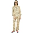 thumbnail image 3 of Bimba Peach Shirt With Elastic Waist Pajama Pant 2 Pcs Printe Night Wear Set-8, 3 of 4