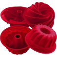 thumbnail image 1 of Silicone Baking Molds 2-pack, Fluted Round Cake Pan, Non-stick Cake Pan For Jello,buntcake,gelatin,bread, Tube Bakeware Red--, 1 of 3