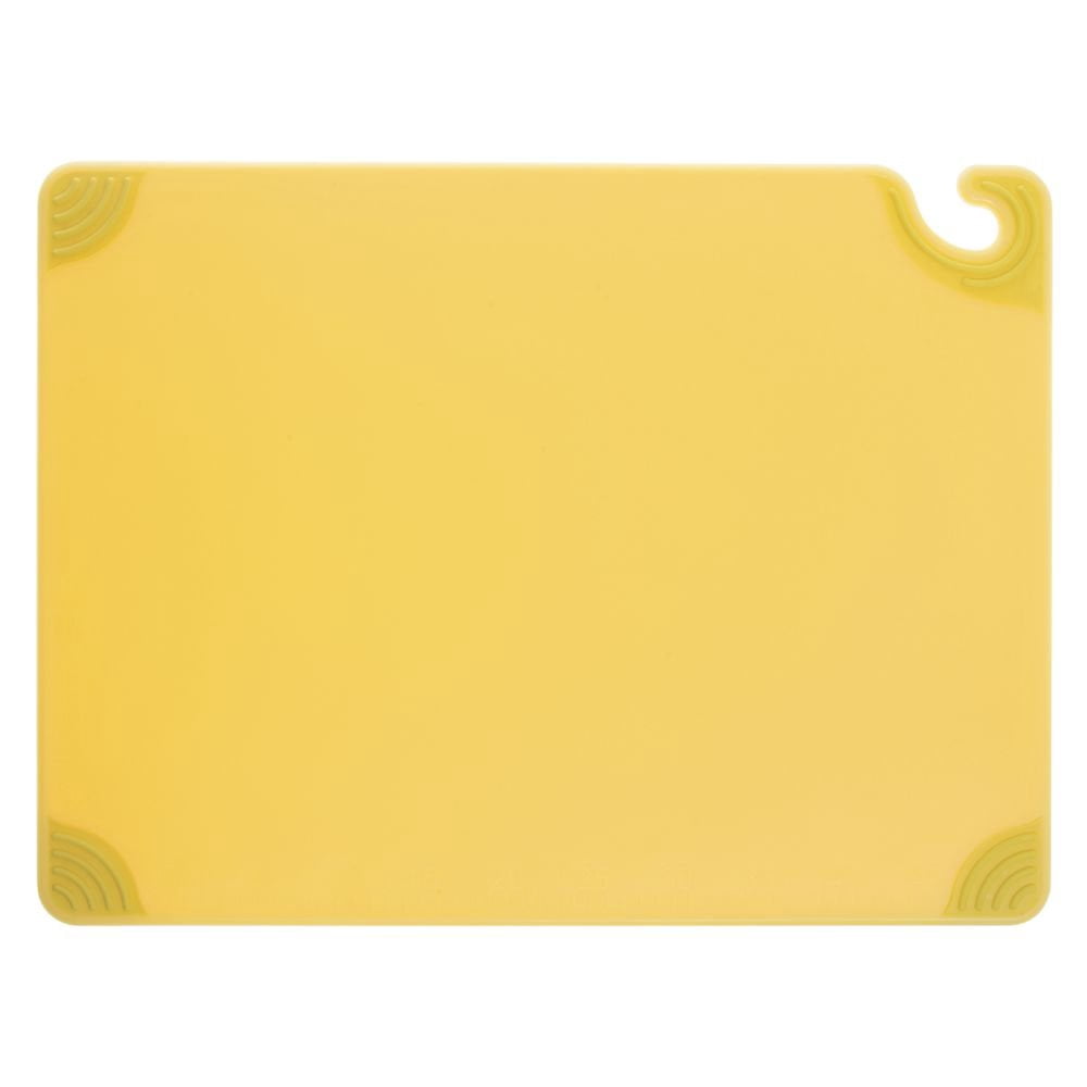San Jamar Saf-T-Grip Plastic Cutting Board with Safety Hook, 18" x 24" x 0.5", Yellow