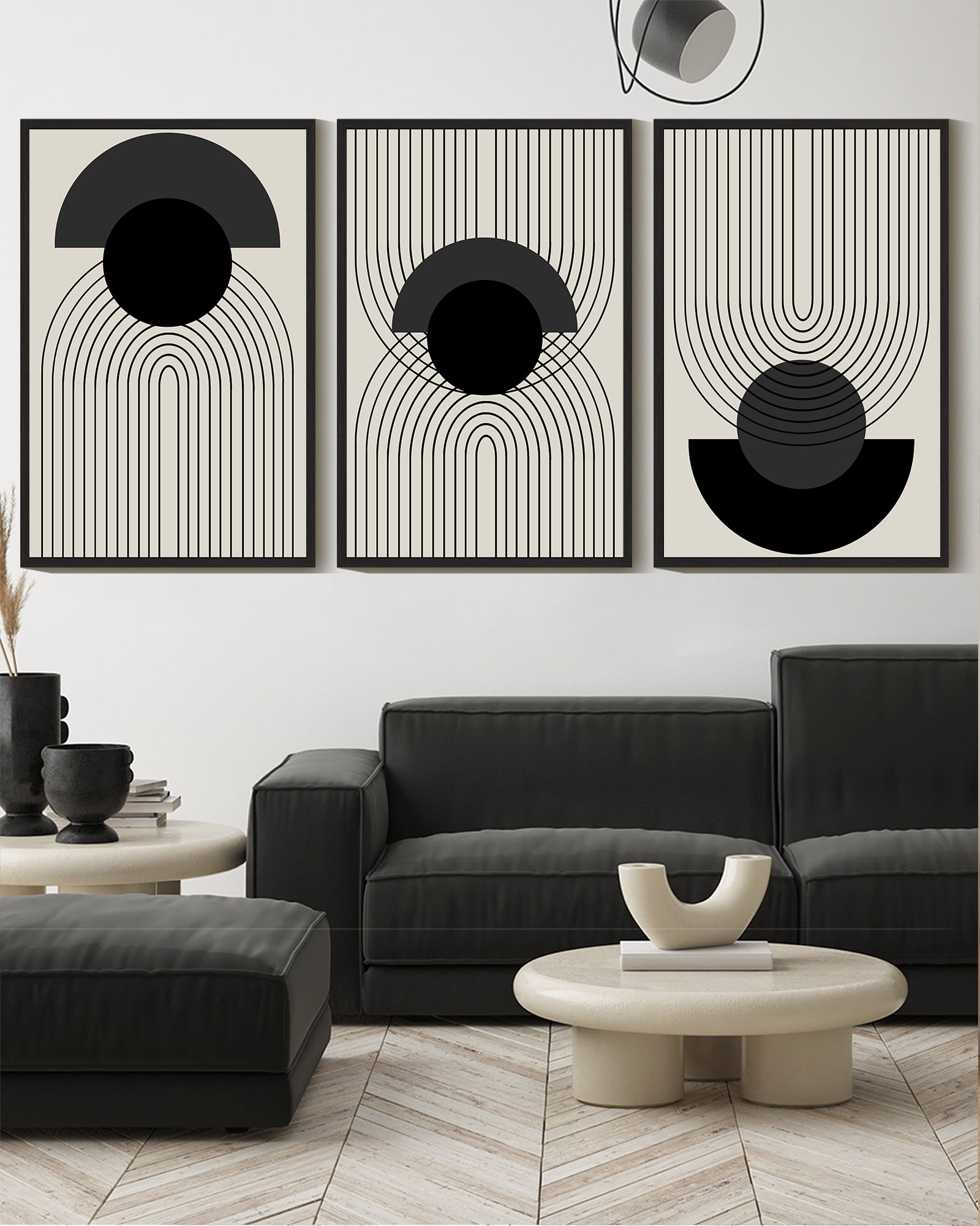 Drsoum Black Boho Wall Art 16x24in3pcs Black Framed Bohemian Abstract Decor Prints Ready To Hang for Bedroom