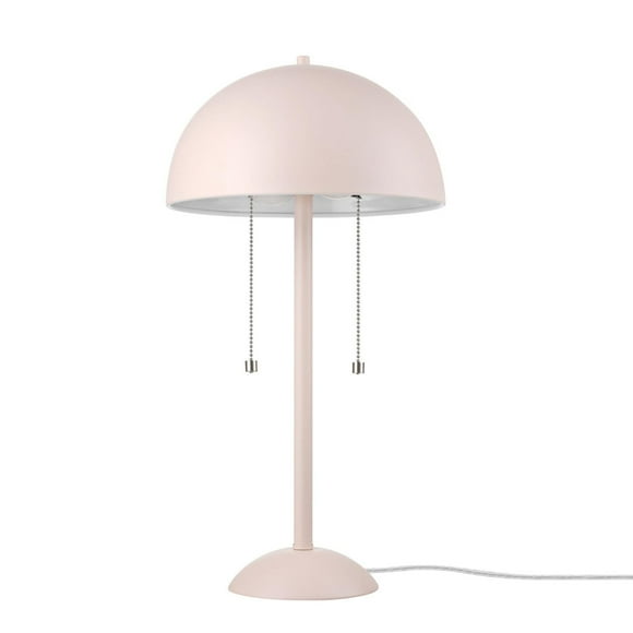 Luna 21" 2-Light Table Lamp, Matte Blush Pink, Double Plated Nickel On/Off Pull Chains
