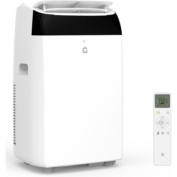 12,000 BTU Portable Air Conditioner with Dehumidifier & Fan, Portable AC Units Cools up to 550 Sq. Ft., Remote Control, Auto Swing, Sleep Mode, White Top
