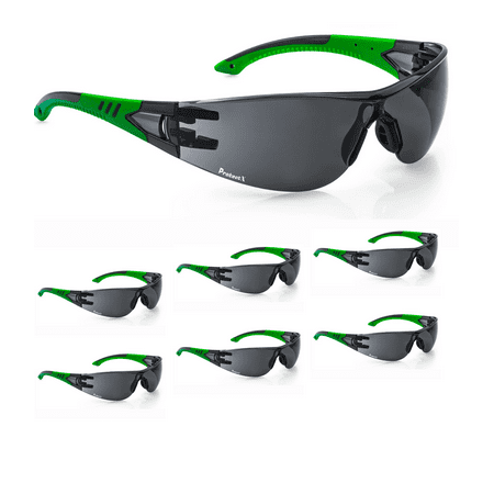 

ProtectX Safety Glasses Scratch Resistant Anti Fog Polycarbonate Lenses with UV Protection Roxy Tinted Smoke Pack of 6