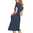thumbnail image 3 of Vestido de verano informal para mujer, de manga corta, con botones, para playa, con bolsillos, 3 of 5