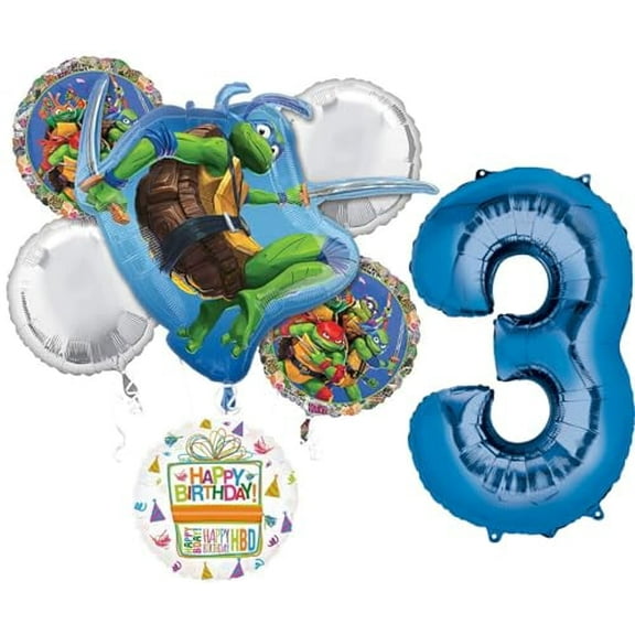 TMNT Theme 3rd Birthday Party Supplies Ninja Turtle Mayhem Balloon Bouquet Decorations