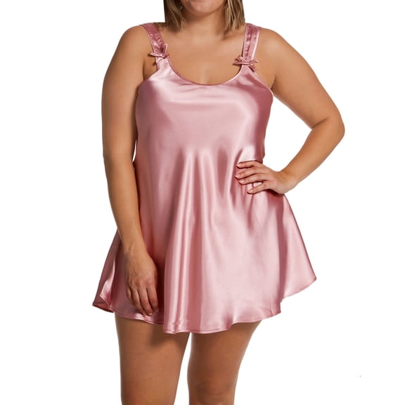 Women's Amanda Rich 561D-4X Plus Satin Bias Cut Short Gown (Dusty Rose XL)
