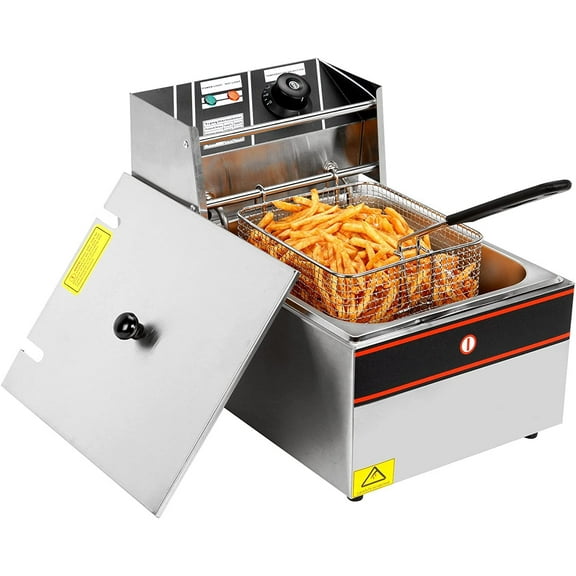 2500W 6L Single Tanks Electric Deep Fryer Professional Tabletop Restaurant Kitchen Frying Machine with 1 Basket