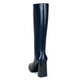 thumbnail image 4 of FSJ Women Simple Square Closed Toe Low Platform Knee-High Boots Chunky High Heel Side Zipper Tall Boots Casual Daily Wear Shoes Size 8 Blue, 4 of 4