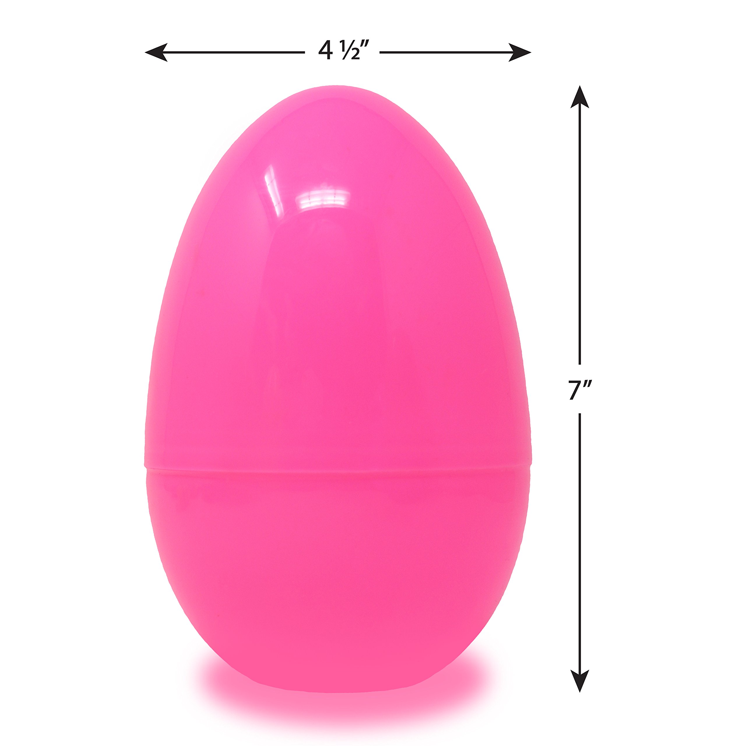 JOYIN 12 Pieces 7" Jumbo Plastic Bright Solid Easter Eggs Assorted Colors for Filling Treats, Easter Theme Party Favor, Easter Eggs Hunt, Basket Stuffers Fillers, Classroom Prize Supplies Toy - image 3 of 6