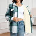 thumbnail image 5 of QQAMB Women's Sherpa Lined Flannel Shirt Jacket Plaid Button Down Jacket Coat for Women with Pocket Multicolor M, 5 of 7