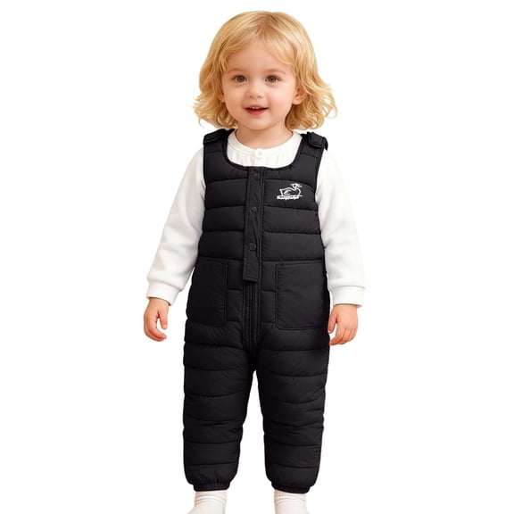 Shadoumai Winter Thermal Padded Overalls With Detachable Crotch For Baby Toddler Girls Insulated Play Pants