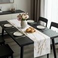 thumbnail image 2 of White Gold Abstract Table Runner 72 Inches Long, Modern Marble Geometric Kitchen Coffee Dining Table Decoration for Home Party Birthday Wedding Home Decor 14x72 Inches, 2 of 8