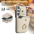 thumbnail image 5 of Phone Case for Samsung Galaxy A26 5G Wallet Cell Cover with Crossbody Strap, Ring Stand RFID Blocking Credit Card Holder Shockproof Drop Protective Case for Galaxy A26 5G Women Girls, Beige, 5 of 10