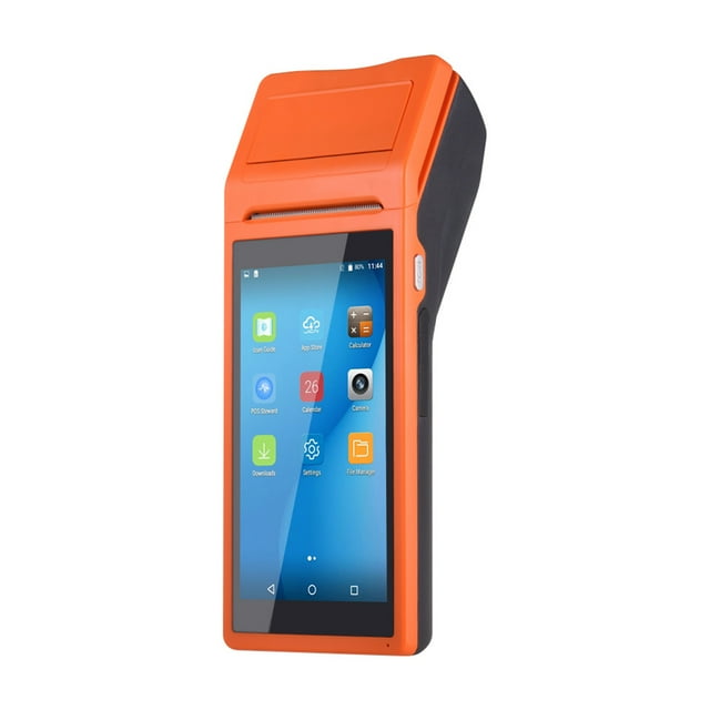 Tignapoo Handheld Q2 PDA Printer - Android Smart Payment Terminal with Touchscreen POS for Restaurants, 3G Connectivity, Orange Color, Compact Design (110~240V)