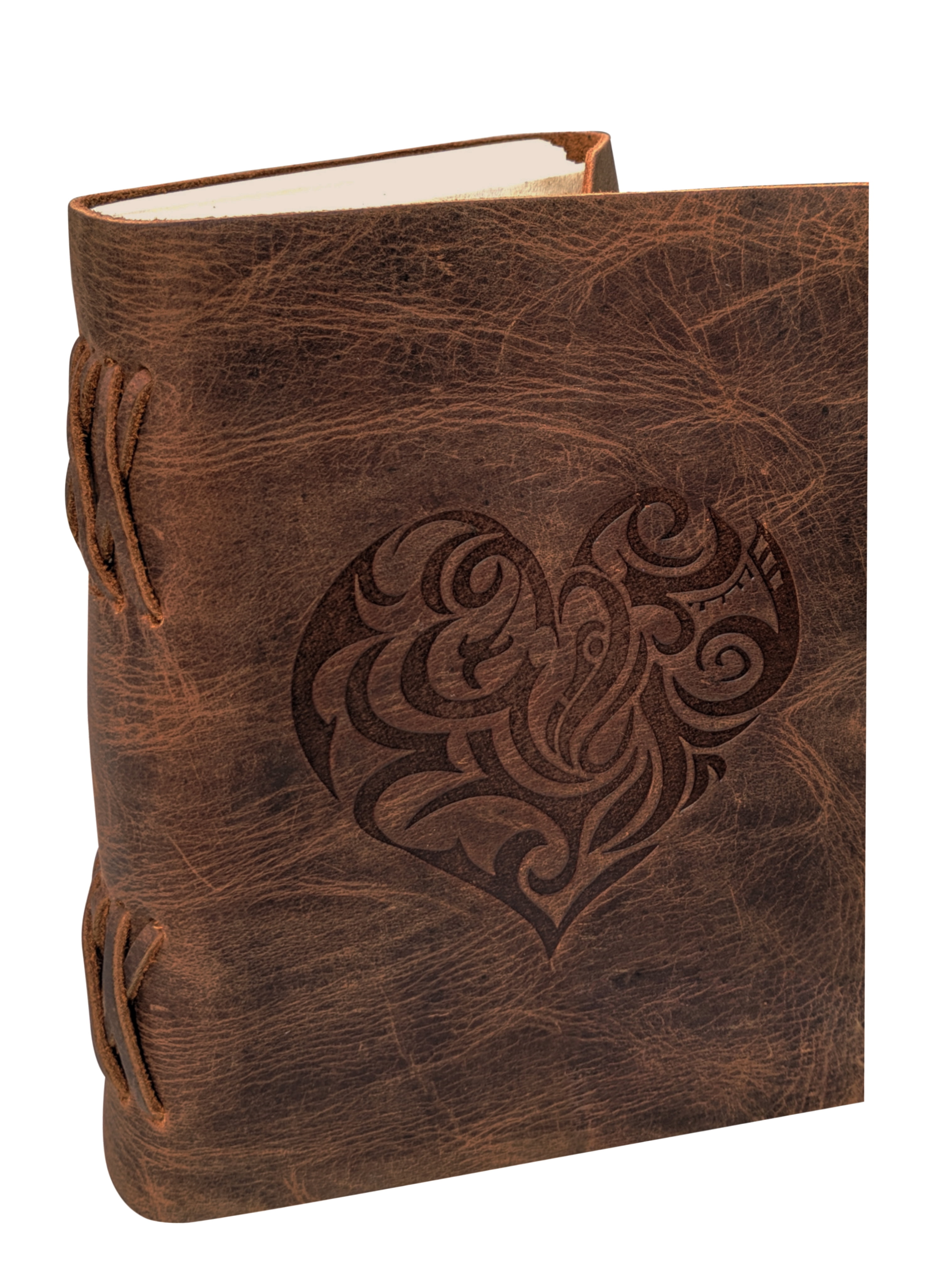 Leather Journal for Women - Handmade Top Grain Leather Bound Notebook with Embossed Heart Cover for Drawing, Writing and Sketching by Rustic Town