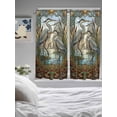 thumbnail image 3 of Vintage Cranes Living Room Curtains 2 Panel, Country Retro Chic Glass Flower Textured Cafe Window Treatment, Extra Long Farmhouse Bedroom Bathroom Kitchen Curtains Drapes 104"x72", 3 of 6