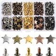 thumbnail image 2 of 200 Sets Metal Studs Craft Repair Nails DIY Garment Rivets 5 Colors Leather Star, 2 of 9