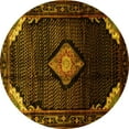 thumbnail image 1 of Ahgly Company Machine Washable Indoor Round Medallion Yellow Traditional Area Rugs, 5' Round, 1 of 4