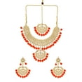 thumbnail image 1 of Efulgenz Indian Jewelry Choker Necklace Maang Tikka Earrings Bollywood Wedding Crystal Kundan Necklace Earrings Head Chain Set, 1 of 5