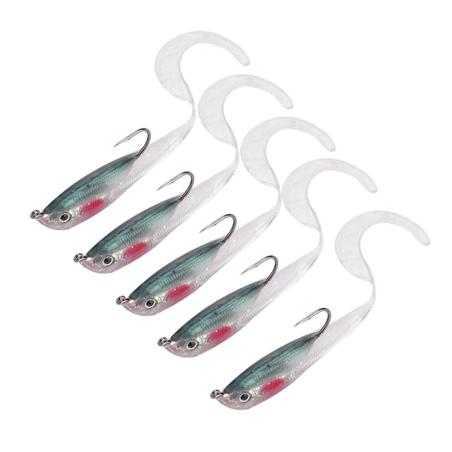 5 señuelos artificiales para pesca, cebos falsos, señuelos blandos, aparejos de pesca de lubina con anzuelo SO050-4