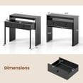 thumbnail image 3 of Costway 39.5" Expandable Rolling Computer Desk with Monitor Shelf 2-tier Desktop 2 Drawers Black, 3 of 10