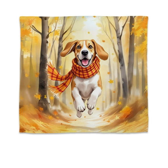 Welcome Fall Beagle Strolling Through the Autumn Maple Forest Tapestry Beagles Dog Lover Gifts Idea Wall Hanging Backdrop Home Decor - 12012
