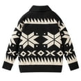 thumbnail image 4 of GuangCheng George Mens Fair Isle Pattern Zip-Up Sweaters Coats Knitted Cardigans with Shawl Collar,Black,M, 4 of 5