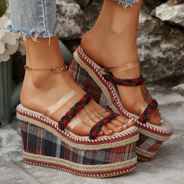 WILLBEST Sandalias Dama, Sandalias De Tacón Bajo Para Mujer, Ropa Exterior, Zapatos De Mamá Dulce, Zapatos Romanos Con Cremallera Trasera Y Suela Gruesa