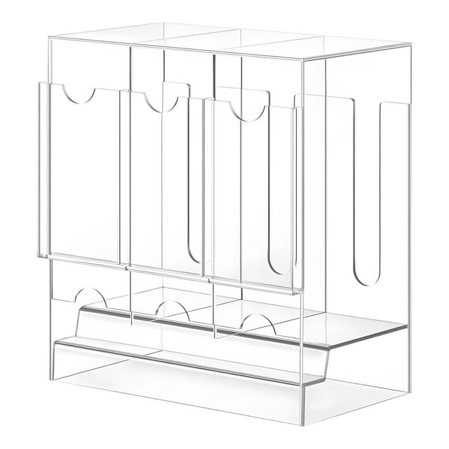 Dispensador de tarjetas acrílicas con 3 ranuras para organizar sobres, antideslizante. Base transparente