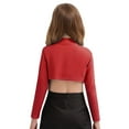 thumbnail image 2 of SiiRoh Girls Long Sleeve Stretch Short Mock Neck Athletic Shirt Crop Top Basics Sportswear Red 8, 2 of 7