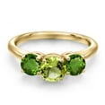thumbnail image 3 of Gem Stone King 18K Yellow Gold Plated Silver Green Peridot and Green Chrome Diopside Engagement Ring for Women | 2.00 Cttw | Round 6MM | Gemstone August Birthstone | Size 6, 3 of 6