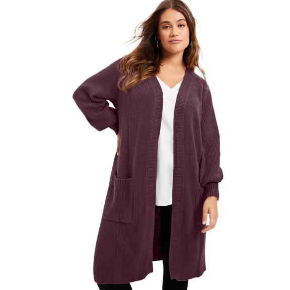 June & Vie Women's Plus Size Open-Front Cardigan