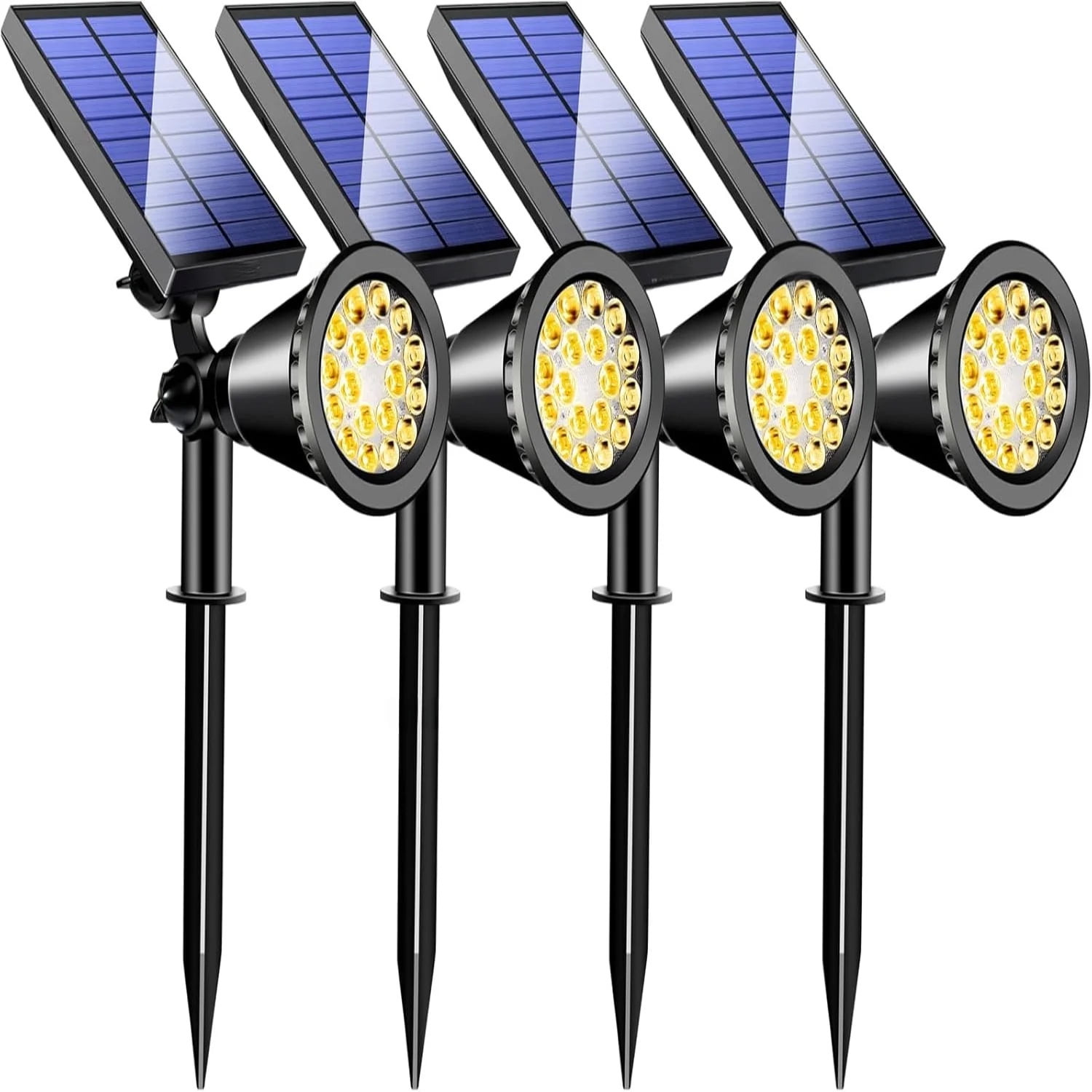 D.FAMILY 2-Pack 1800LM Solar Spot Lights, IP65 Waterproof 18-LED Outdoor Lights