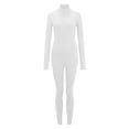 thumbnail image 4 of ZAZYULZ Jumpsuit for Women Women Sport Yoga Workout Ribbed Zipper Long Sleeve Embroidery Sport Jumpsuits(White,M), 4 of 8