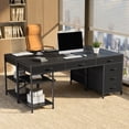 thumbnail image 3 of Amadwell 54" Desk with Drawers & Storage, Office Desk with Reversible Shelves, Gaming Computer Desk, Black, 3 of 9