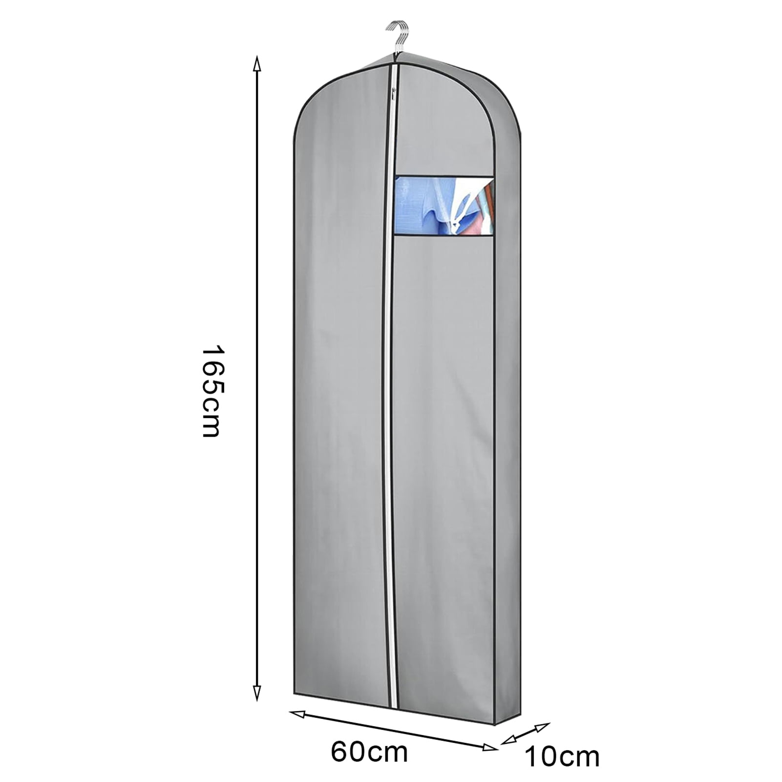 sunsanly 3 Pcs Dress Storage Bag Waterproof Dustproof Transparent Window with Hanger Long Gowns Coat Organizer Bag Closet Hanging Garment Bag