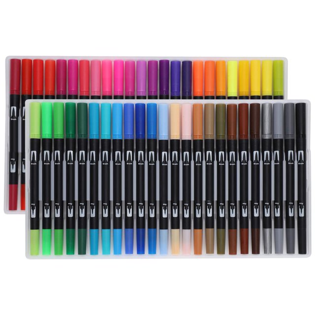 Mistaha 48-Color Dual Tip Watercolor Pens for Kids, Wholesale Water-Based Markers with Soft Brush Tips and Fine Point Tips, Round Barrel Design, Large Ink Capacity, Smooth Drawing Experience