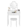 thumbnail image 3 of Patiojoy Make-Up Vanity Table Dresser Set w/LED Light, White, 3 of 9