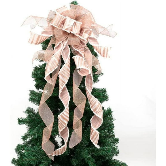 Christmas Tree Topper Large Red Black Buffalo Plaid Christmas Tree Topper Wreath Bows with Streamers Christmas Tree Truck Rustic Burlap Christmas Tree Toppers Decorations